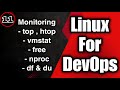 Linux Monitoring Commands Explained | top, htop, vmstat, free, nproc, df & du