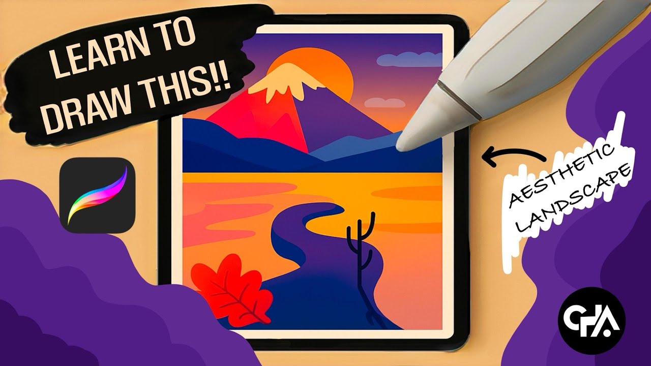 YOU Can Draw An Aesthetic Landscape on PROCREATE - Easy iPad Art II ...