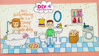 DOLLHOUSE HOW TO MAKE BATHROOM FOR PAPER DOLLS DIY QUIET BOOK SIMPLE DRAWING FURNITURE