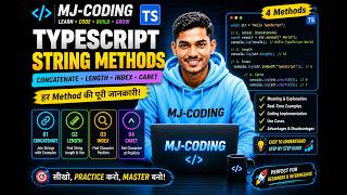 #13 TypeScript String Methods in Hindi  | Concat, Length, Index & CharAt | MJ-CODING
