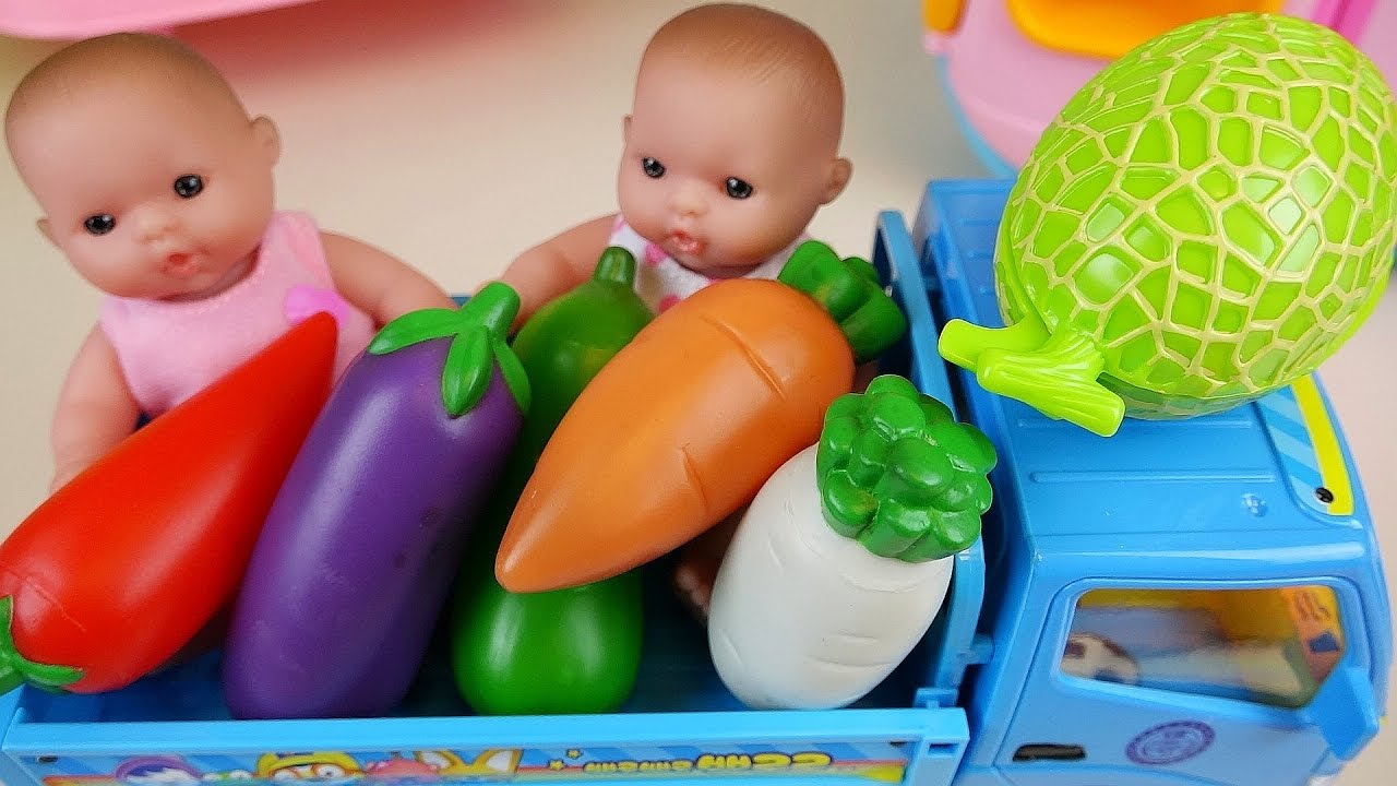 Baby Doll vegetable farm fruit cutting kitchen toys YouTube