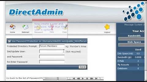 Password protecting a directory in DirectAdmin