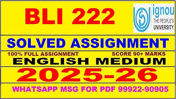 BLI 222 solved assignment 2025-26 in English || bli 222 solved assignment 2026 || bli222 2025-26