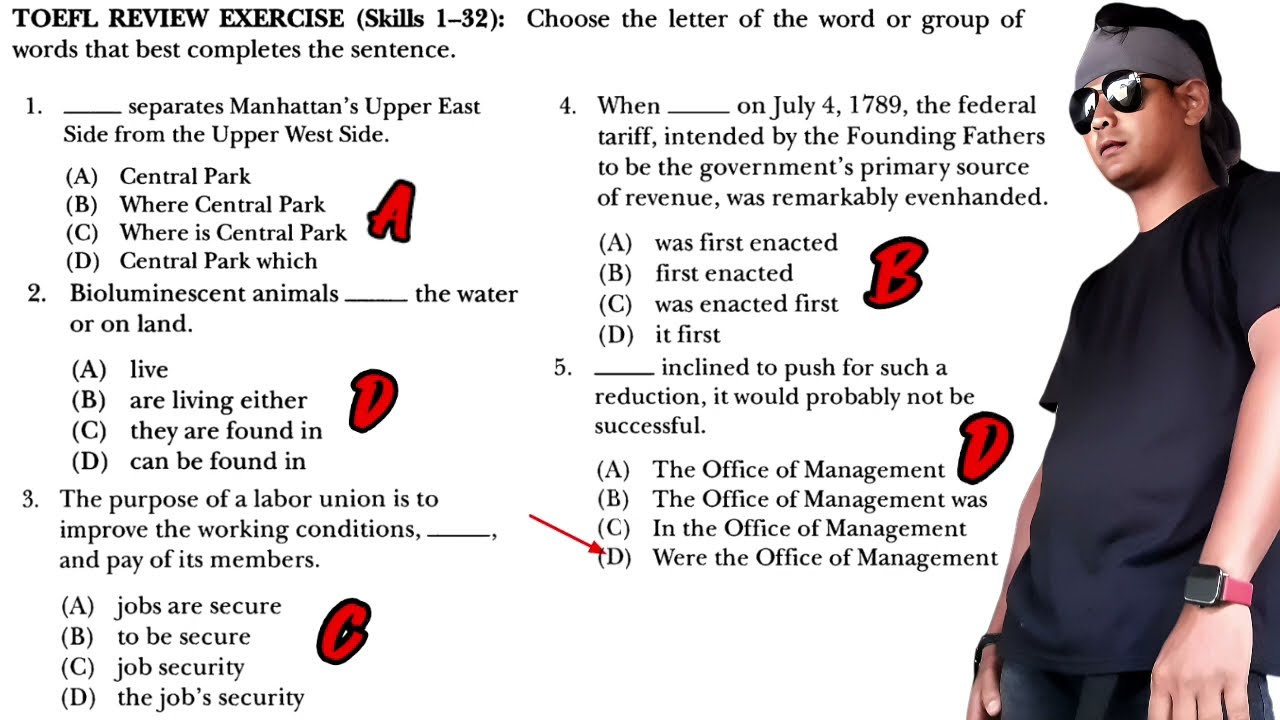 Structure TOEFL Review Exercise Skills 1-32 (Longman TOEFL)