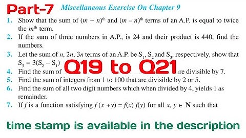 Chapter 9 Sequence and Series miscellaneous exercise class 11 maths Q19 to Q21