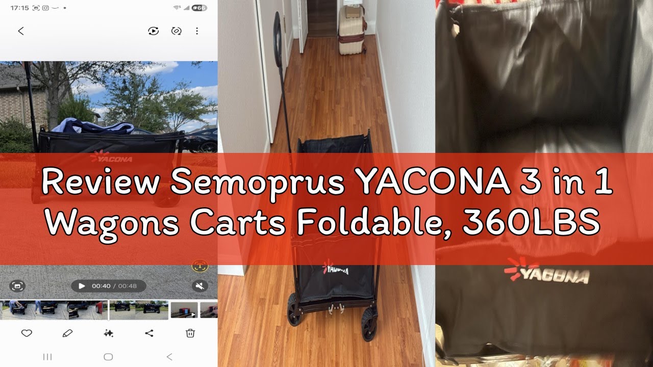 Review Semoprus YACONA 3 in 1 Wagons Carts Foldable, 360LBS Lightweight Wagon with All Terrain Wheel