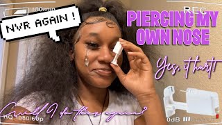 Piercing my nose with a amazon piercing kit😳😬