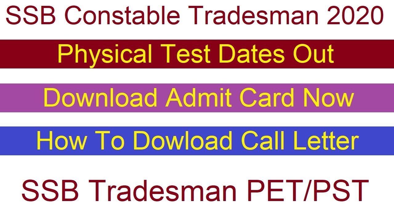 SSB Constable Tradesman Physical Test Date 2023 | SSB CT Tradesman PET/PST Call Letter, Hall Tickets
