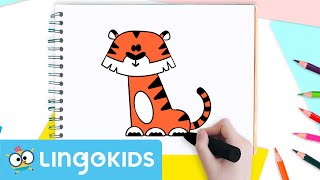 How To Draw A Tiger Drawing For Kids Crafts By Lingokids