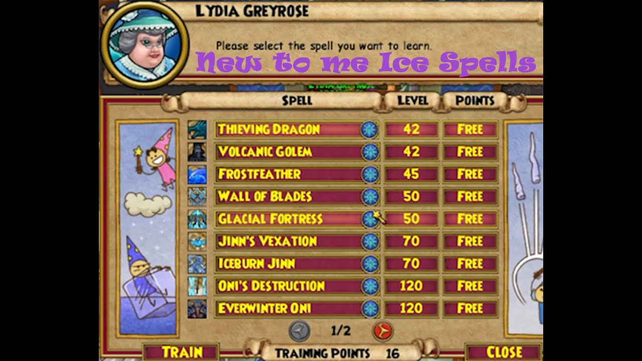 Ice Wizard gets new updated low level spells from Professor GreyRose