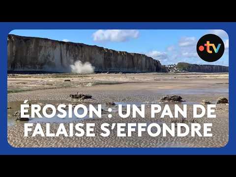 Éboulement : un pan de falaise s’effondre sur la plage, près de Dieppe