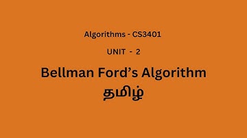 Bellman ford algorithm in Tamil | Unit 2 | Algorithms - CS3401