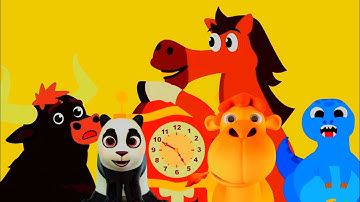 Hickory dickory dock 🔥bull, panda, camel, dino, horse🐂🐼🐪🦕🐴 in shifted lines and color inversion 📌