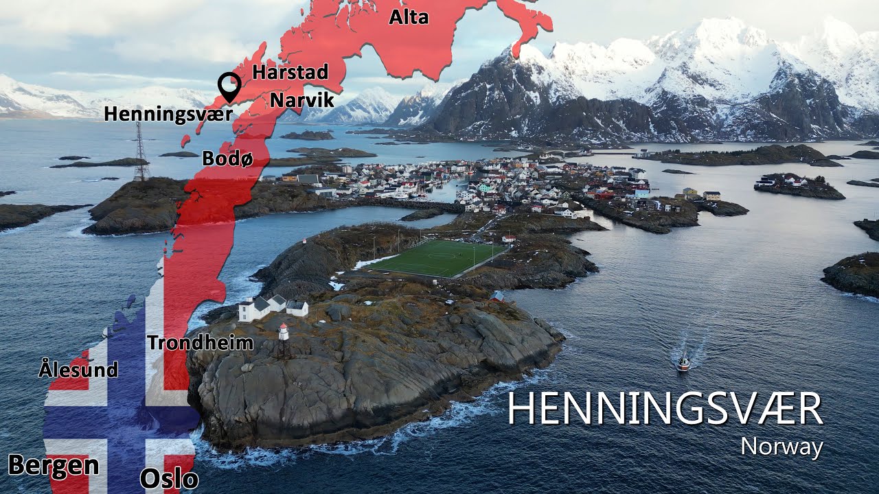 Henningsvær, Norway - Aerial cinematic video in 4K