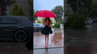 Mary Inred With Red Umbrella