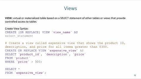 Advanced SQL: Views