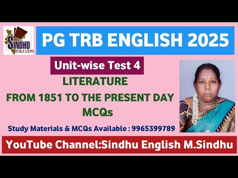 Literature From 1851 To The Present Day Mcqs /  Unit-wise Test 4/pg Trb English Questions & Answers