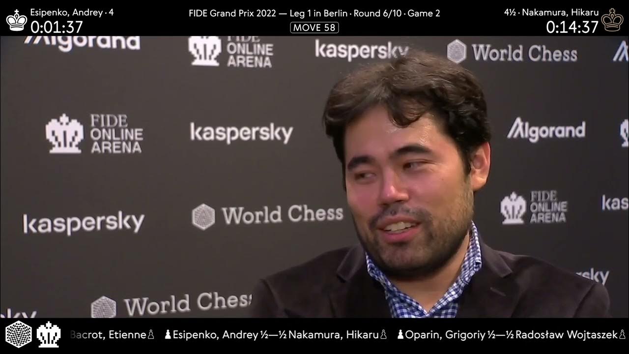 GM Hikaru Nakamura after a draw with Andrey Esipenko in Round 6