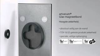 SI GL240 Glas magneetbord artverum® 130 x 55 cm zwart