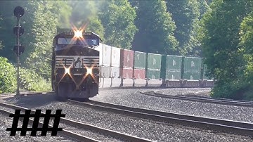 NS Dash 9 Leading Intermodal Train at CP W in South Fork, PA