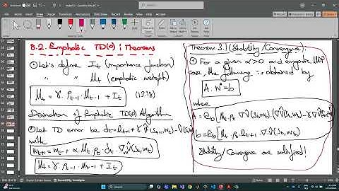 Reinforcement Learning - Les 13-17 - Off Policy Approximation - Emphatic TD Methods