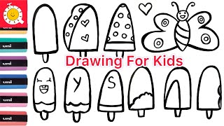 How to draw Ice Cream and Butterfly for kids|| Drawing for kids
