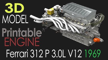 Ferrari 312P V12 3.0L engine - 3D model
