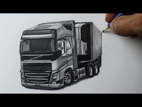 desenho de caminhão arqueado volvo