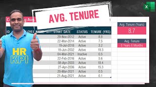 Calculating Average Employee Tenure using formula in Excel - HR KPIs & HR Metrics