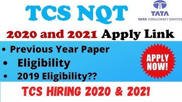TCS NQT Registration For 2021& 2020 Batch - Eligibility | Previous year Question | Apply Link