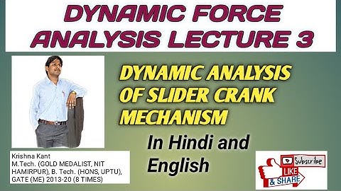 LECTURE 3 ||DYNAMIC FORCE ANALYSIS ||DYNAMIC ANALYSIS OF SLIDER CRANK MECAN||JYOTIKRISHHONLINESTUDY