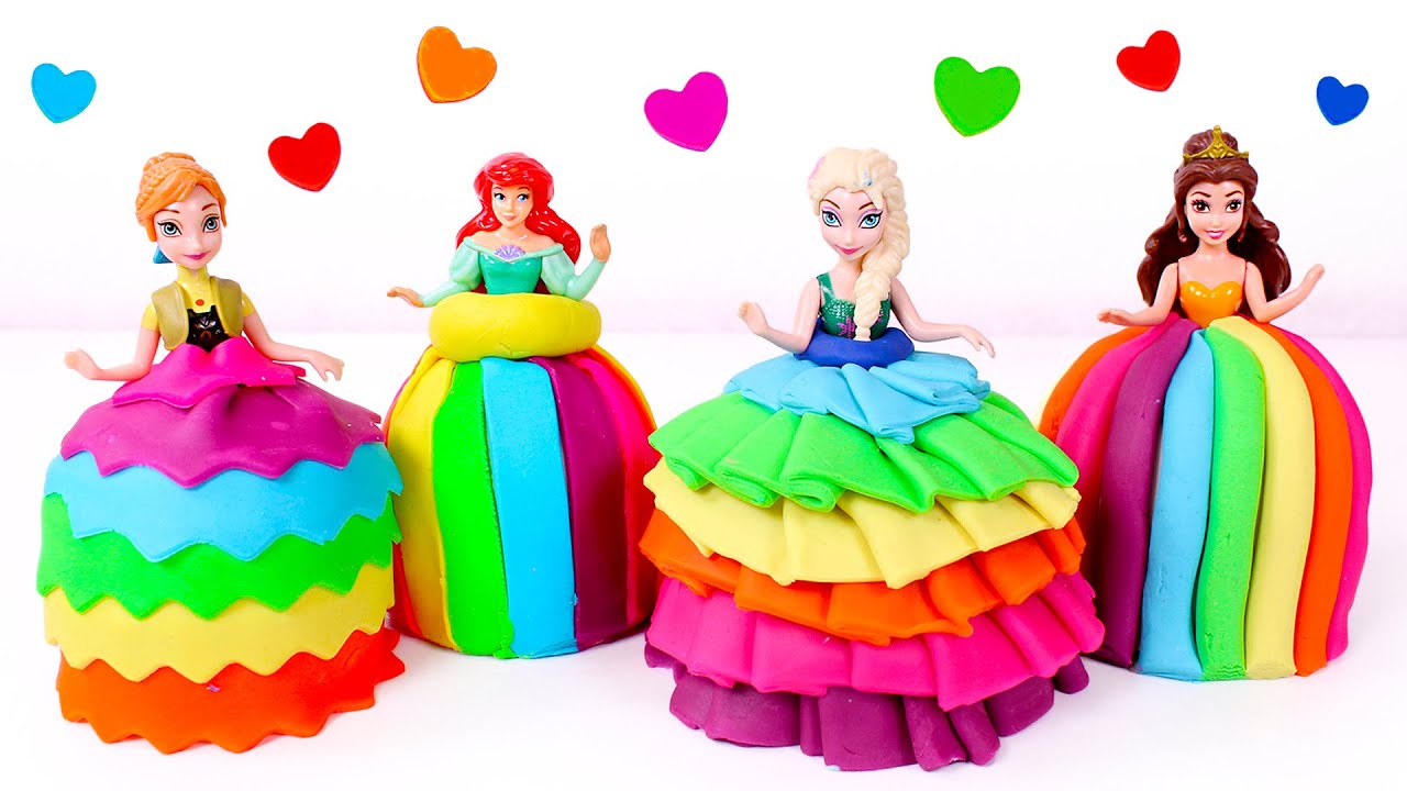 ⁣Manualidades con princesas y vestidos de arcoiris 👑🌈 Videos para niños