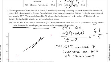 2012 AP Calculus AB FRQ #1: Solutions with explanations