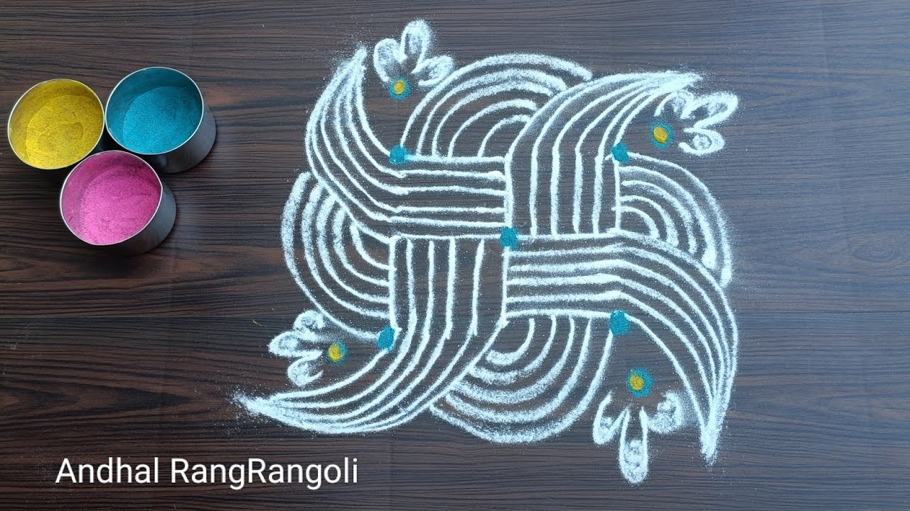 3*3 Dots Swastika Rangoli | Puratasi Madhakm | Chukkala Muggulu | Easy ...