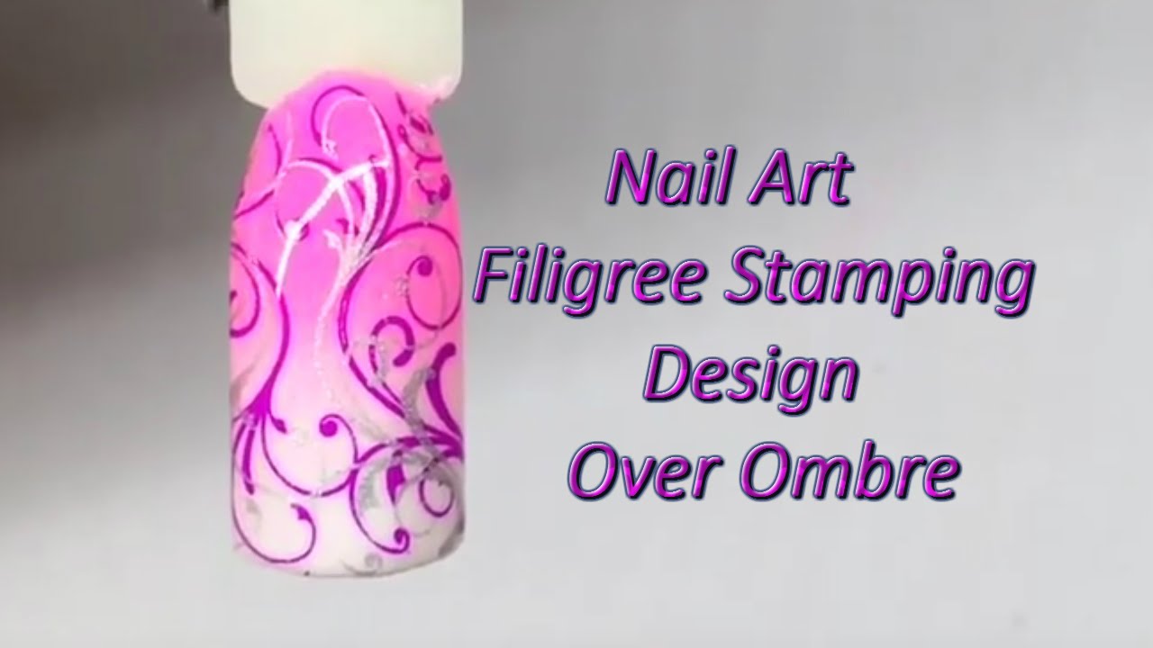 Filigree Stamping Design over Ombre - Nail Art Tutorial