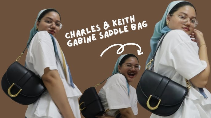 Charles & Keith Gabine Leather Saddle Bag in Black - Unboxing! 