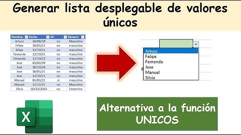 Lista desplegable de valores únicos: Alternativa a la función UNICOS de Excel 365