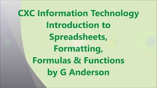 Details SPREADSHEETS PART 1: Intro to Spreadsheets Formatting & Formulas Update