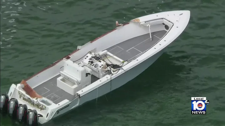 Boat seen heavily damaged following crash in Biscayne Bay