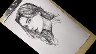 Quick Portrait Sketch How to Draw a Portrait of Girl - Drawing face pencil sketching tutorial