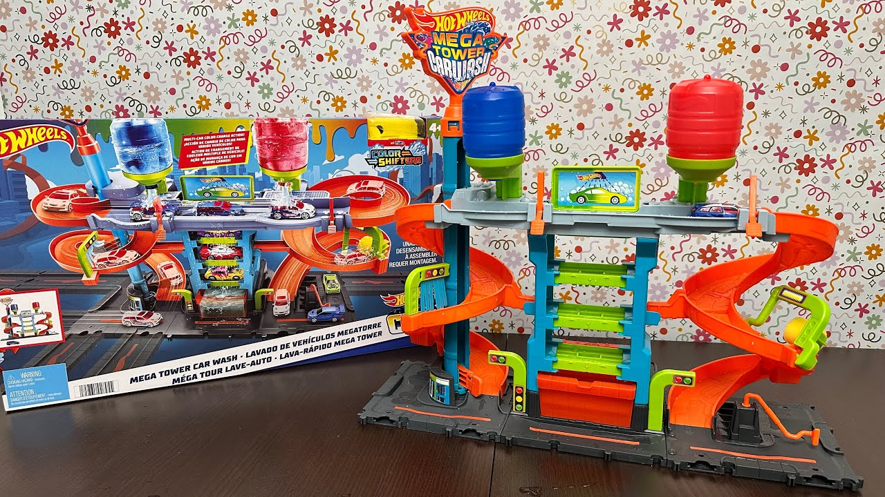Hotwheels Mega Tower Car Wash Toys Unboxing & Review