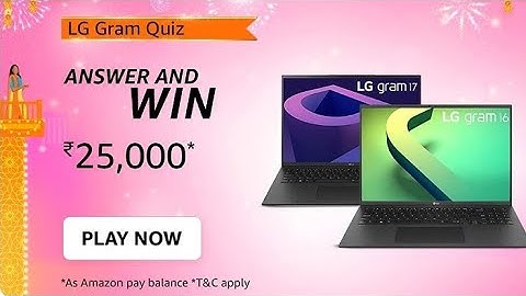 Amazon LG Gram Quiz Answers Today | Amazon Quiz Today | 11 September