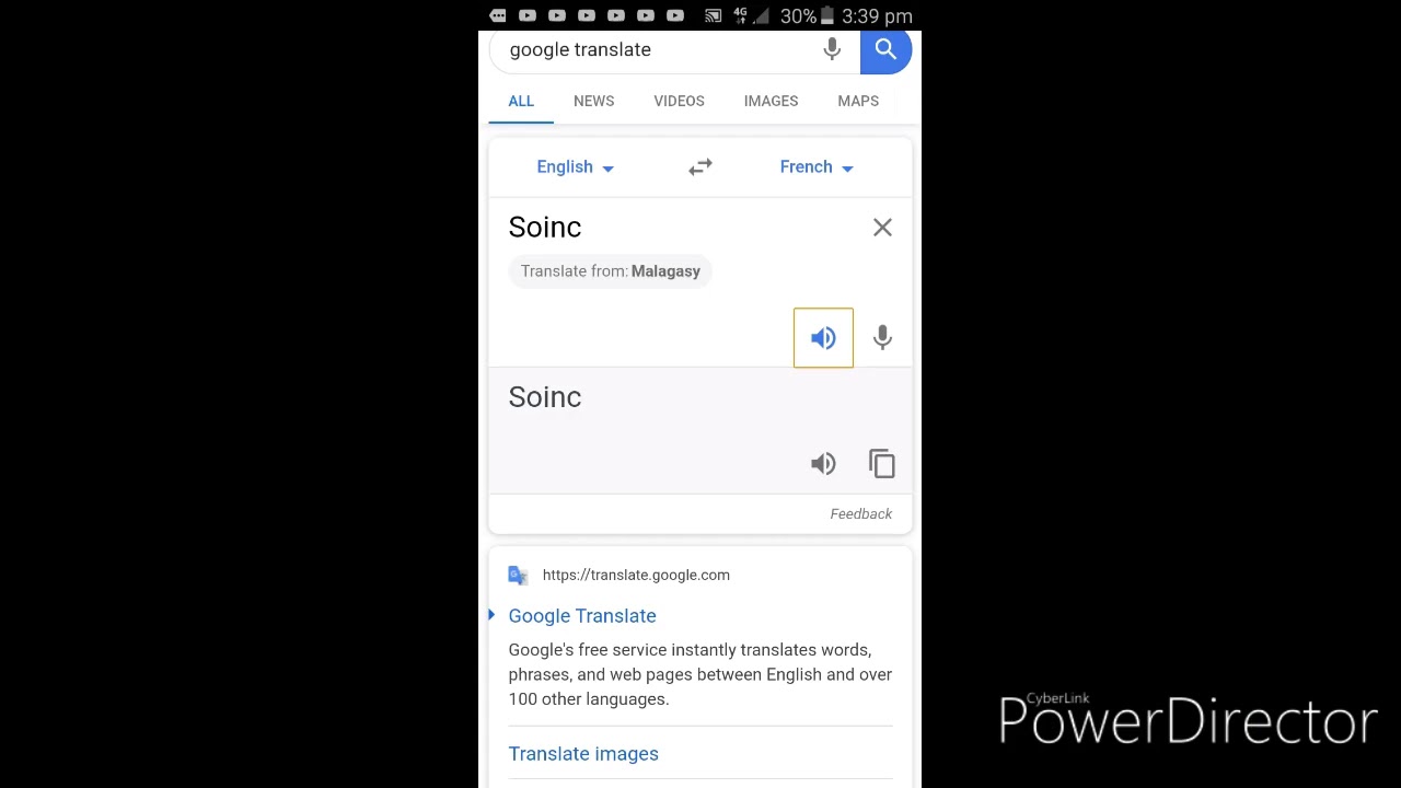 google translation english french