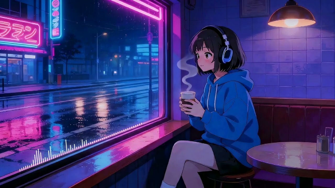 Watching the Rain Fall 🌧️ Neon City Lofi Hip Hop Mix