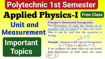 Unit and Measurement | Applied Physics-I | 1st Semester Polytechnic | NatiTute 