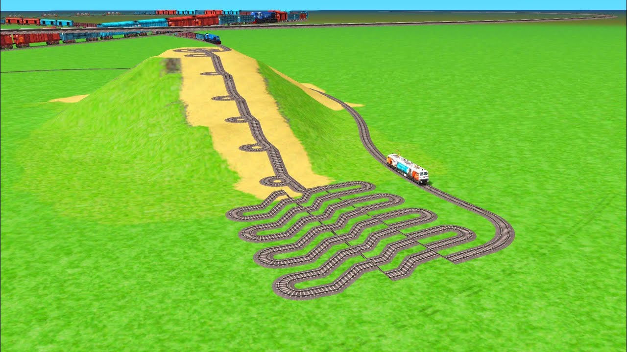 TRAINS RUNNING AT WINDING RAILWAY TRACK || Railway Track With Sharp Turns|| train Simulator Game