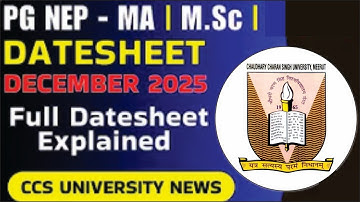 🚨 CCSU PG NEP December Exam Datesheet जारी | जानें पूरी डिटेल CCSU News #CCSUDatesheet #CCSUExam