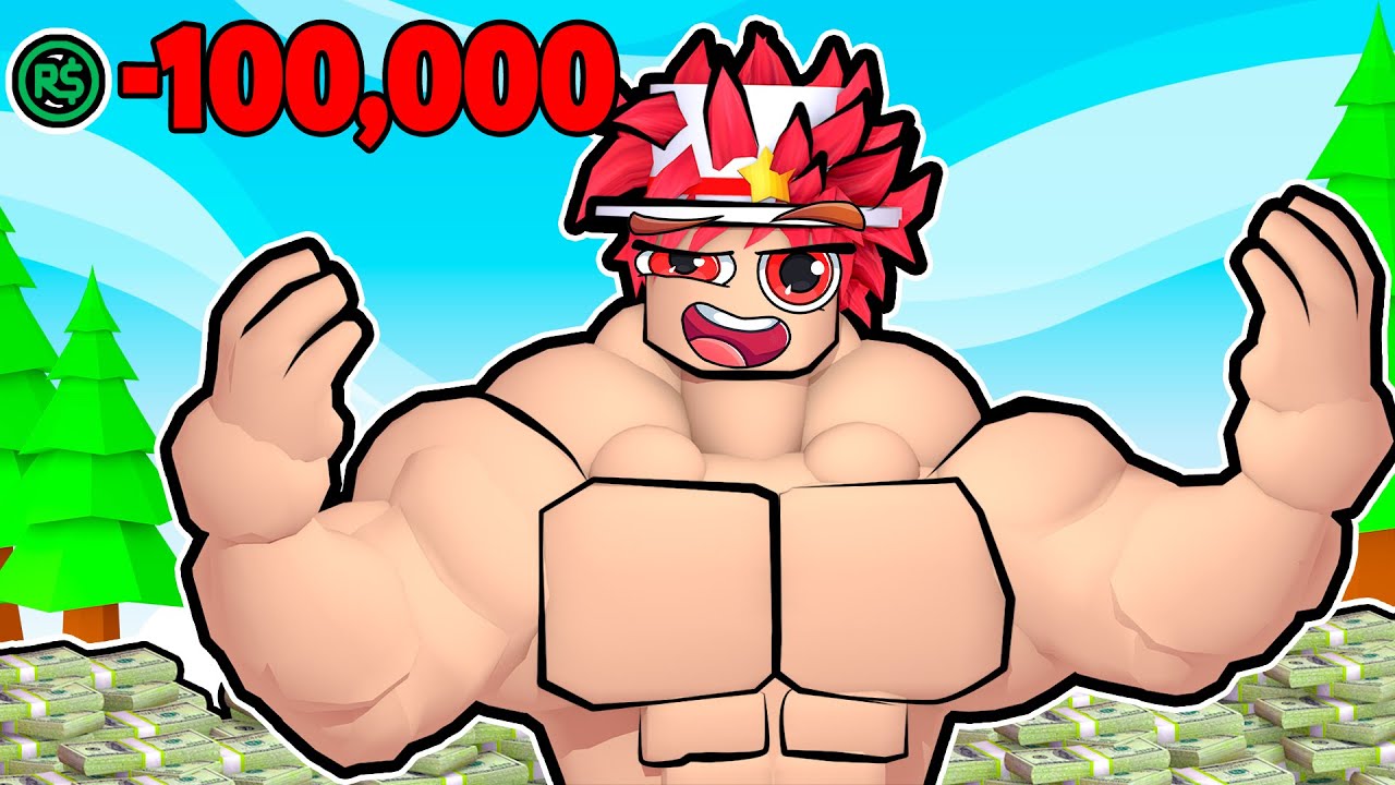 Spending $100,000 to get HUGE MUSCLES in Roblox 