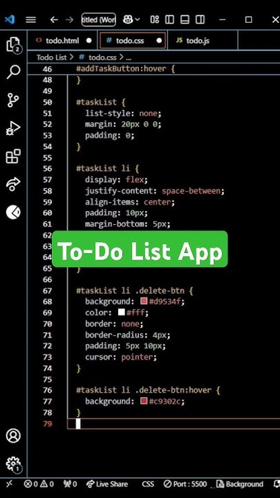 How To Create To-Do List App Using HTML CSS And JavaScript #shorts # ...