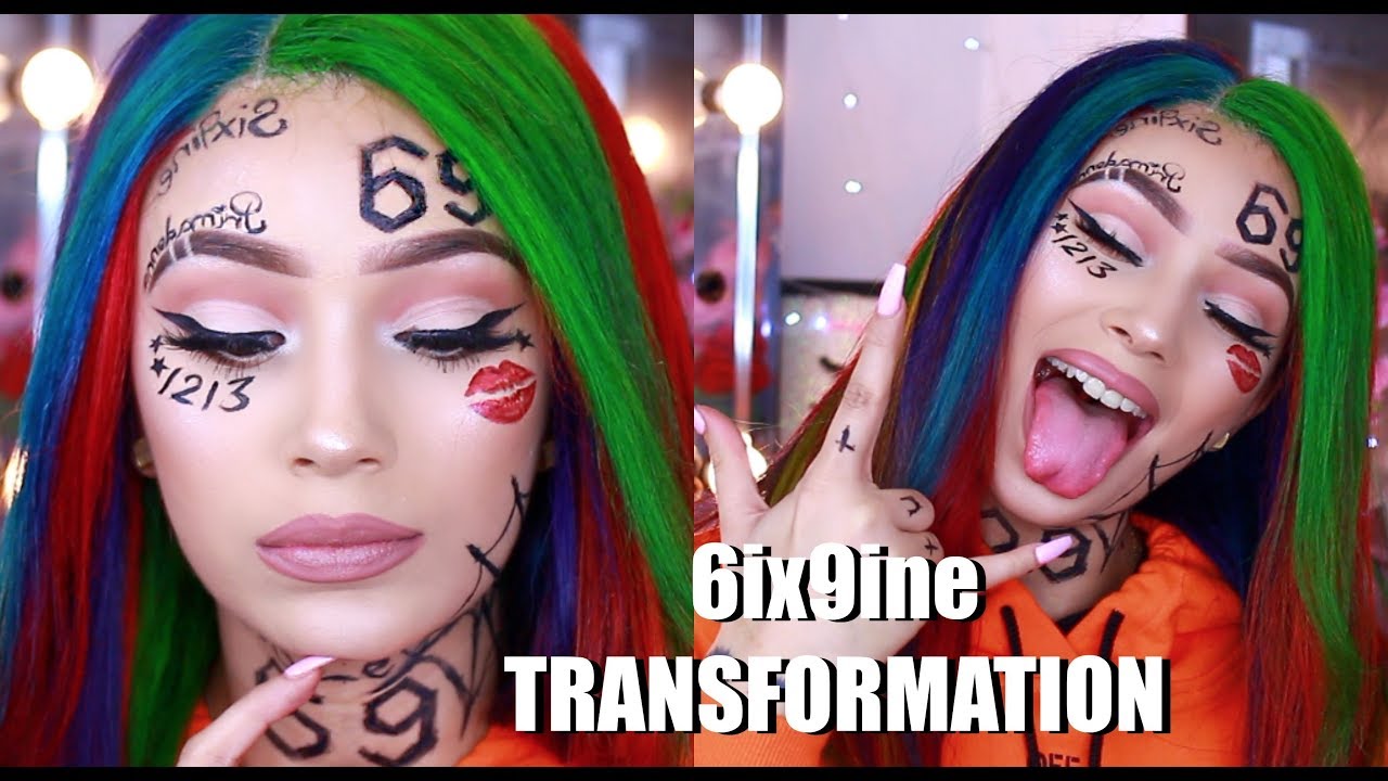 rainbow hair, how to rainbow hair, tekashi69 makeup, sixnine makeup, 6ix9in...